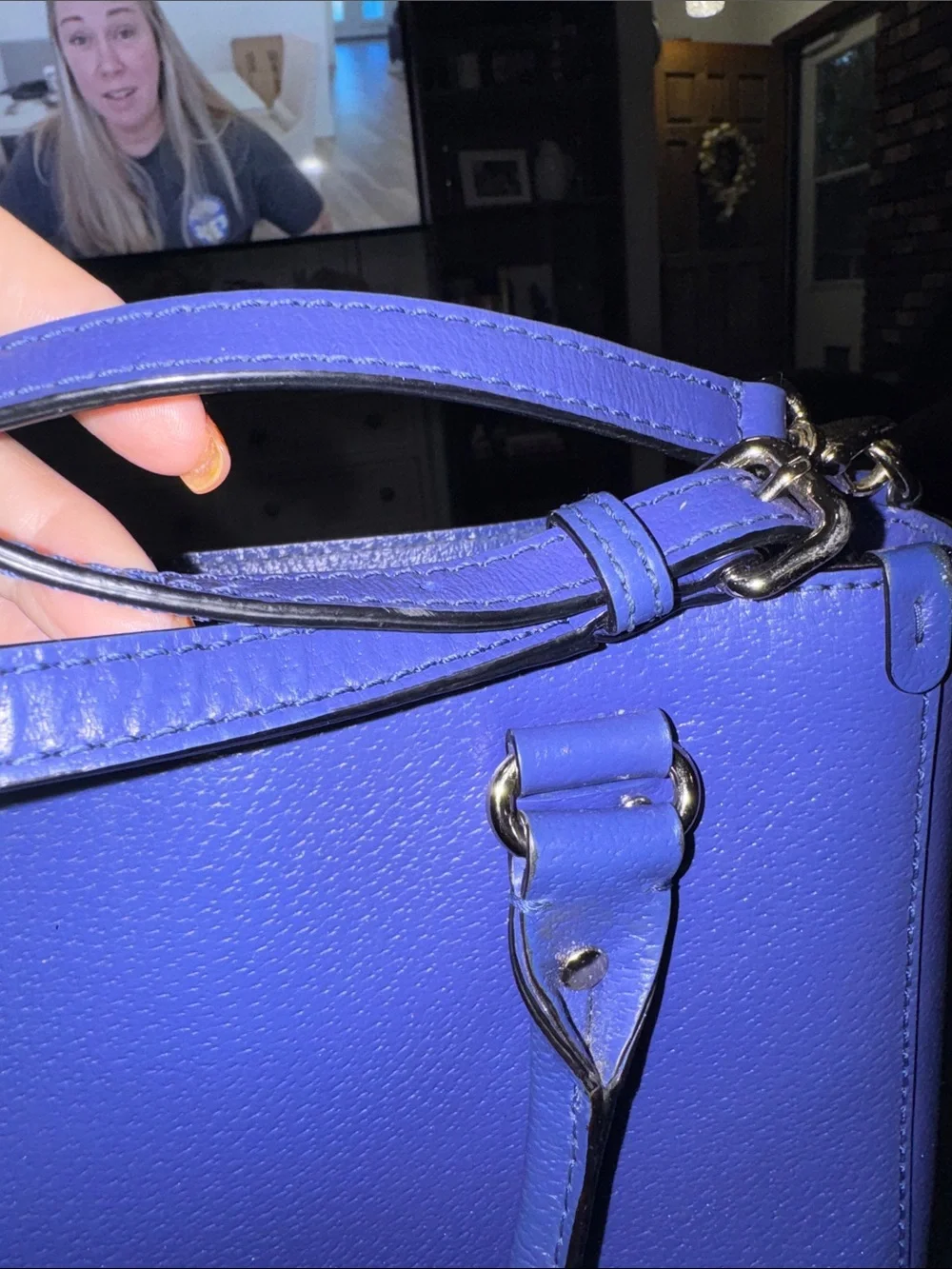 kate spade Navy Leather Satchel with Scarf Accent